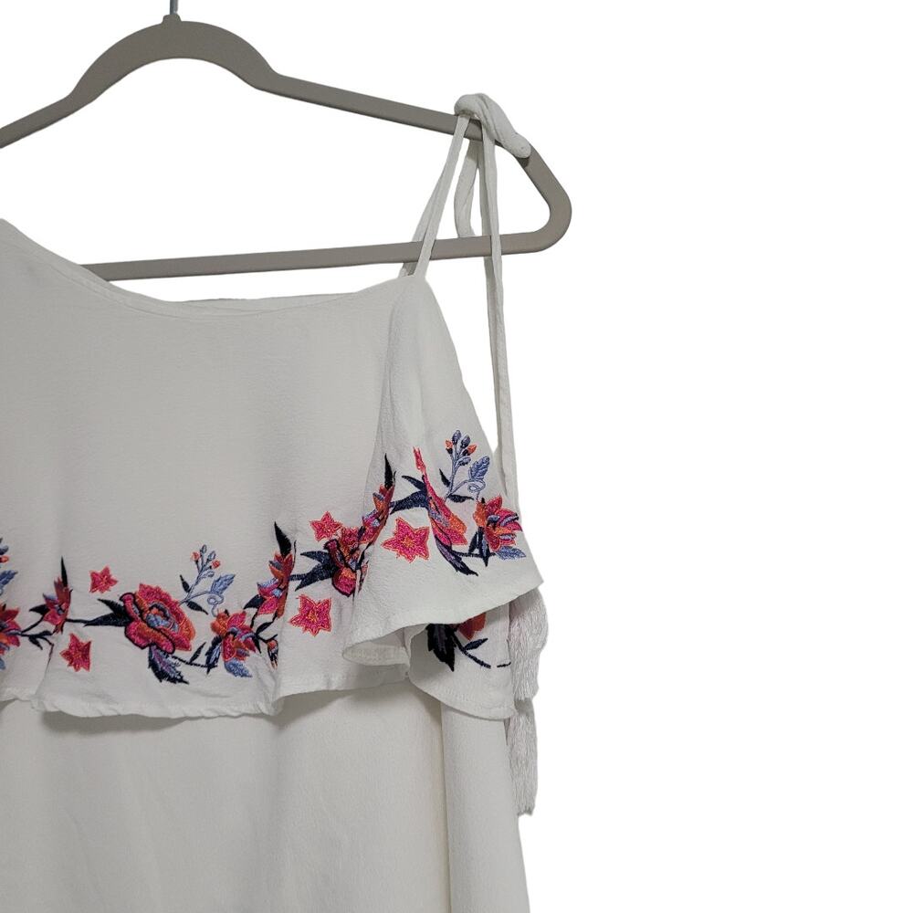 Miami White Floral Dress Sleeveless Tie Spaghetti Strap Mini Dress Size Small - Picture 6 of 8